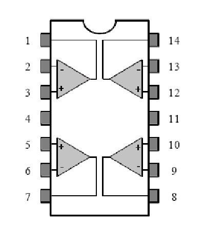 Schematische Abbildung des LM324 Operationsverstärker.