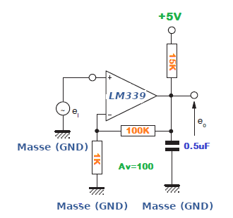 Niederfrequenz-Operationsverstärker mit dem LM339.