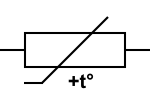 Das Schaltsymbol eines PTC-Thermistor.