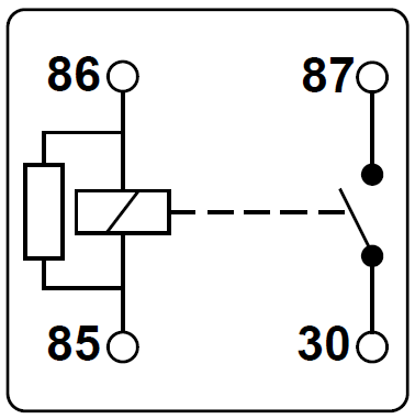 Schematische Darstellung eines Relais mit integriertem Widerstand.